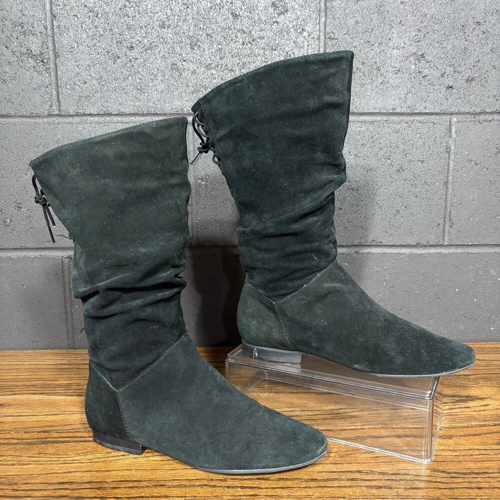 White Mountain Black Suede Leather Slouch Mid Calf Boots Women’s 8